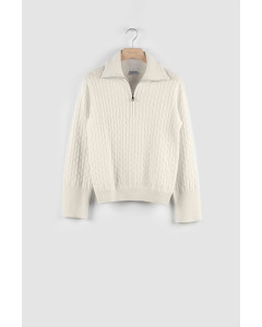 Bellecote cashmere zip sweater, XS-XL, ivory
