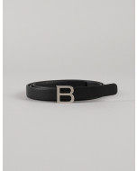 B-logo thin belt, several sizes, black/silver