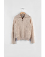 Bellecote cashmere zip sweater, XS-XL, oat