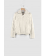 Bellecote cashmere zip sweater, XS-XL, ivory