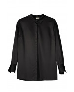 Minerva silk blouse with buttons, black