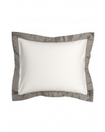 Castellana pillow case w trim, 50x60cm, white/dark grey