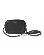 Elise camera bag, natural grain leather, black/gold