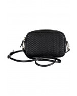 Elise camera bag, braided front, black/silver