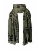 Helsinki snake print scarf, 70x195cm, dark olive