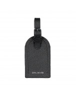 Luggage tag, natural grain leather, black/silver