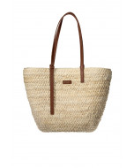 Palma straw bag, straw/leather, tan