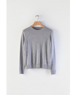Elle O-neck sweater, soft grey melange